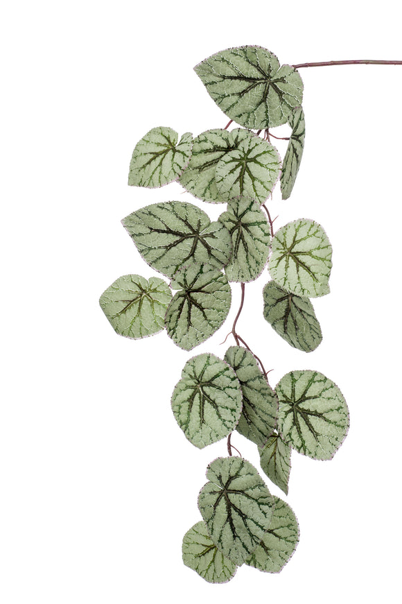 Chute de bégonia artificiel 110 cm - 1 piquet - Panaché vert / gris