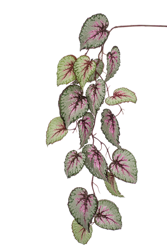 Chute de bégonia artificiel 110 cm - 1 piquet - Panaché vert / rose