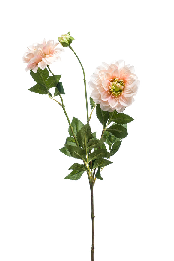 Dahlia artificiel - 1 tige avec 3 fleurs - Rose clair/pêche