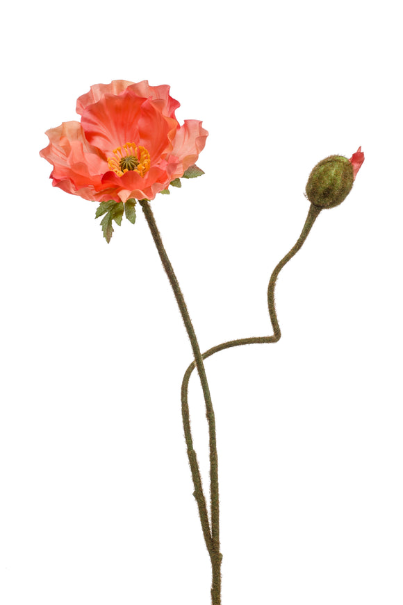 Coquelicots artificiels - 1 tige - Pêche
