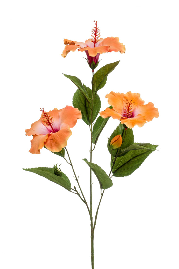 Hibiscus artificiel - 1 branche - Orange