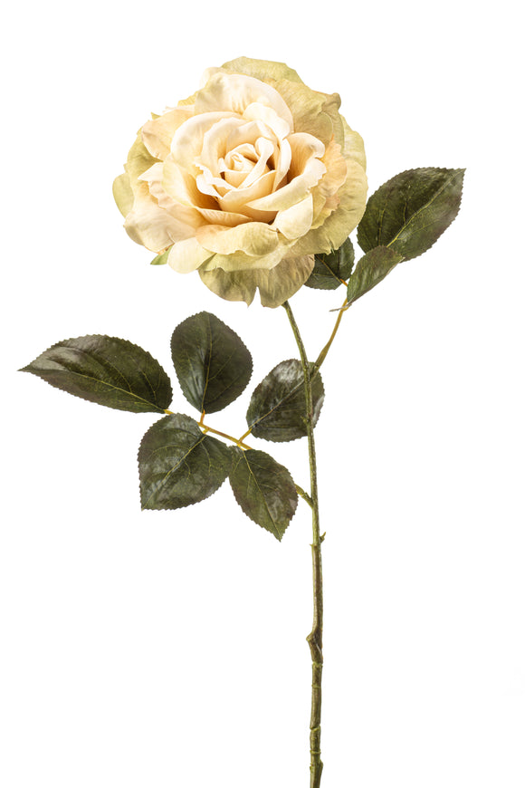 Rose pascal artificielle - 1 tige - Crème