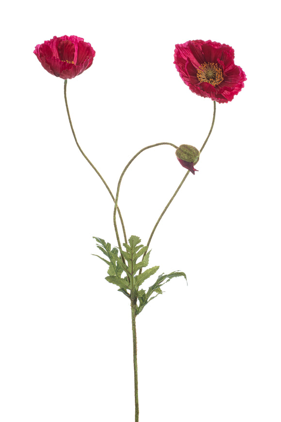 Coquelicots artificiels - 1 tige - Fuchsia