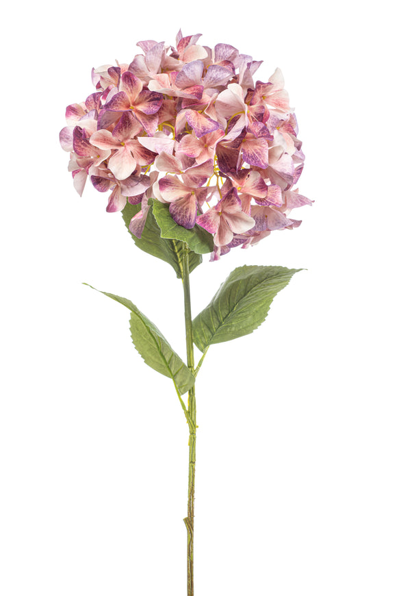 Hortensia XL artificiel - 1 tête - Pêche/ lilas