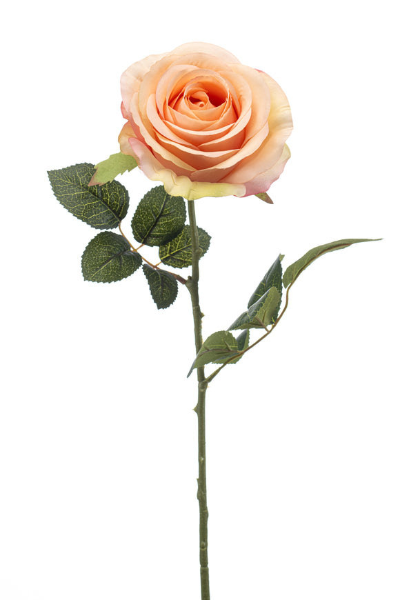 Rose artificielle - 1 tige - Pêche