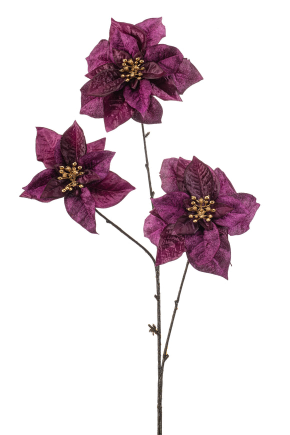 Poinsettia artificiel - 1 tige - Violet