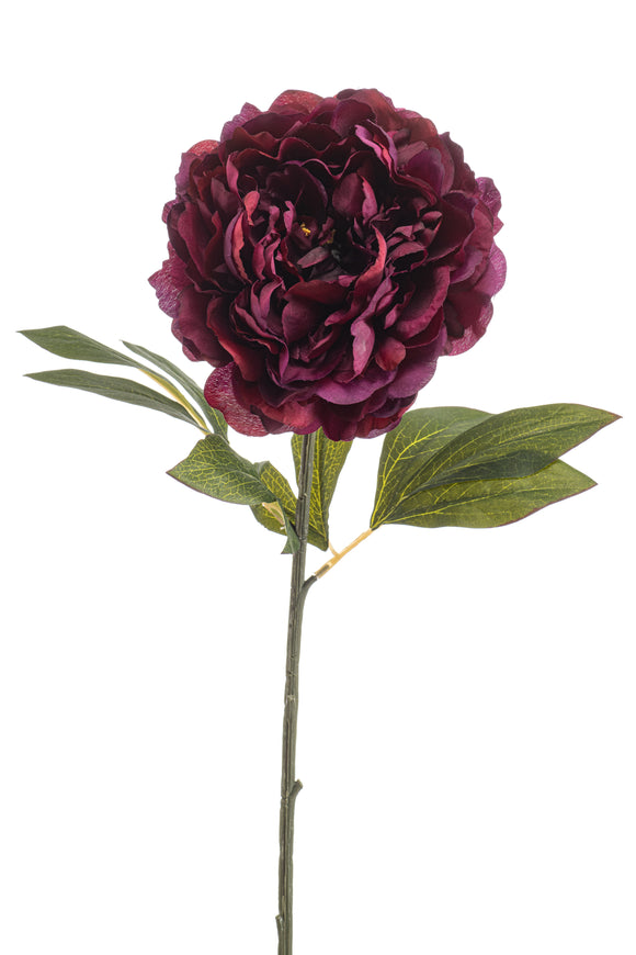 Peonia artificiale - 1 stelo - Bordeaux