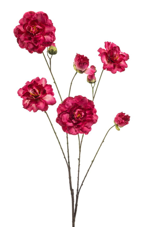 Camelia artificiel - 1 branche - Fuchsia