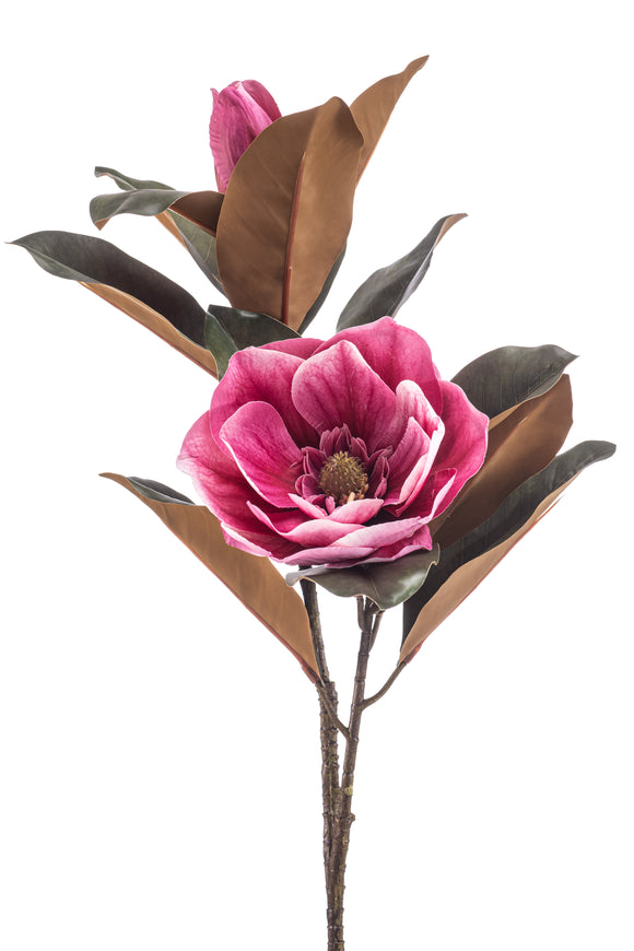 Magnolia artificiel - 1 branche - Fuchsia